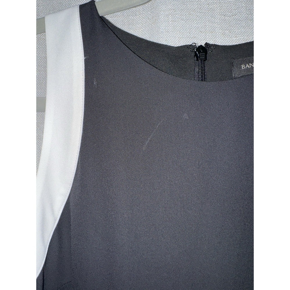 Banana Republic Women's Black White Gray Sleeveless Chevron Dress Pleated Size 6 - Picture 4 of 6